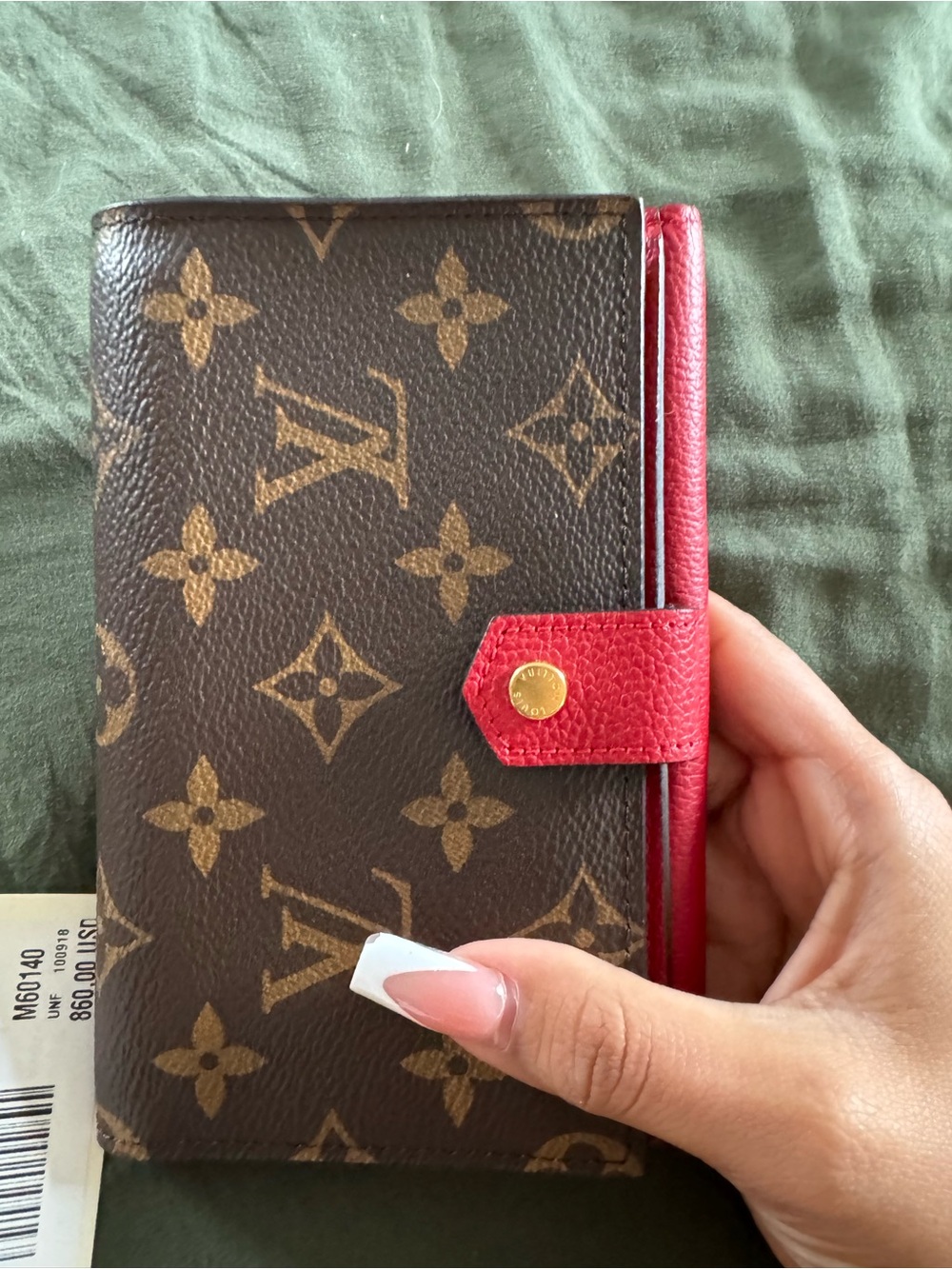 Louis Vuitton Monogram Canvas Wallet with Red Leather Flap - Picture 12 of 14